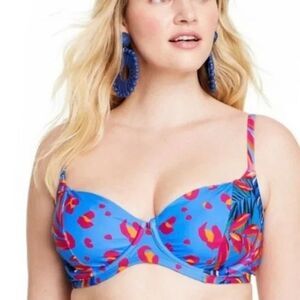 Tabitha Brown Tropical Multi Colored Underwire Bikini Top Size 22W NWT!!